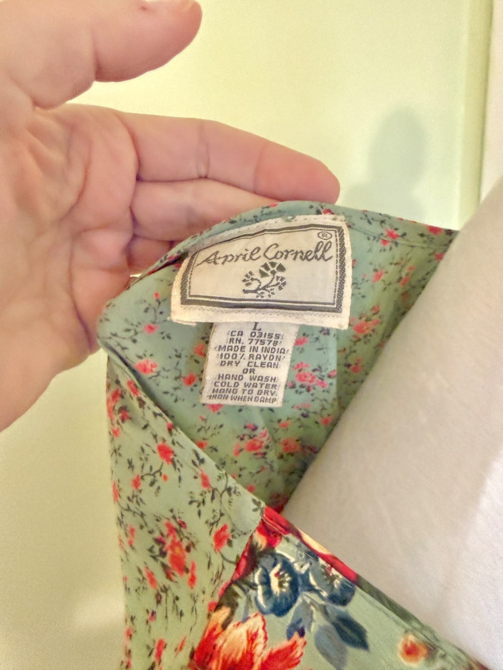 April Cornell Floral Green Dress Size L - Picture 6 of 6